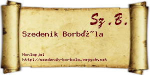 Szedenik Borbála névjegykártya